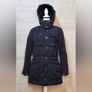 Bogner Down Parka Women’s 8 Black Leopard Lined Ski Jacket 80/20 Goose Down